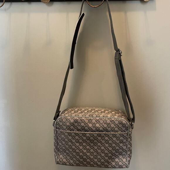 Gherardini Monogram Crossbody Bag | Gray, Tan, Beige Softy Organizer Purse Tote - Picture 10 of 11